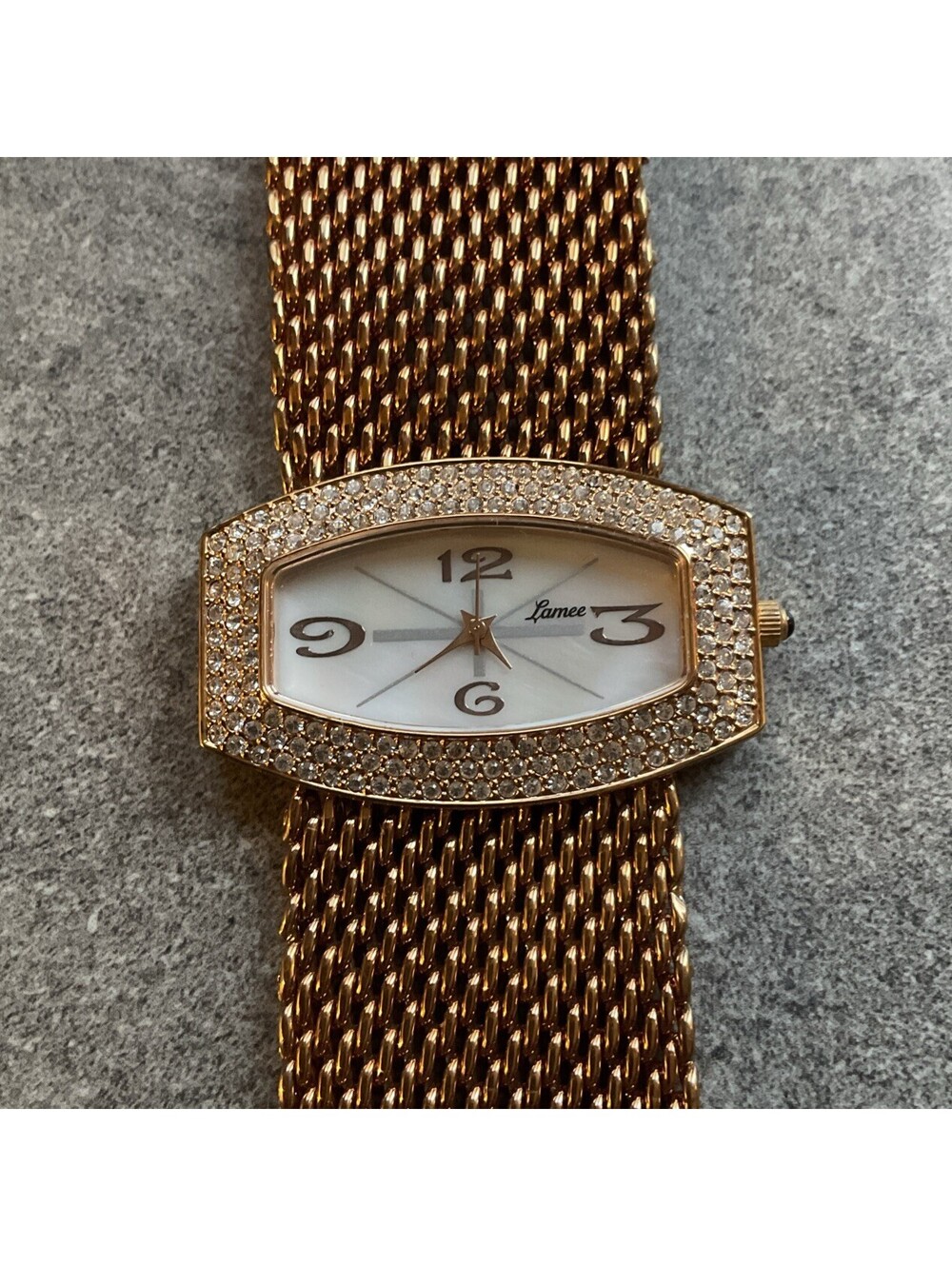 Beautiful Lamee Womens Watch 18k Rose Gold Plated Case/Band Rhine Stone Bezel A1